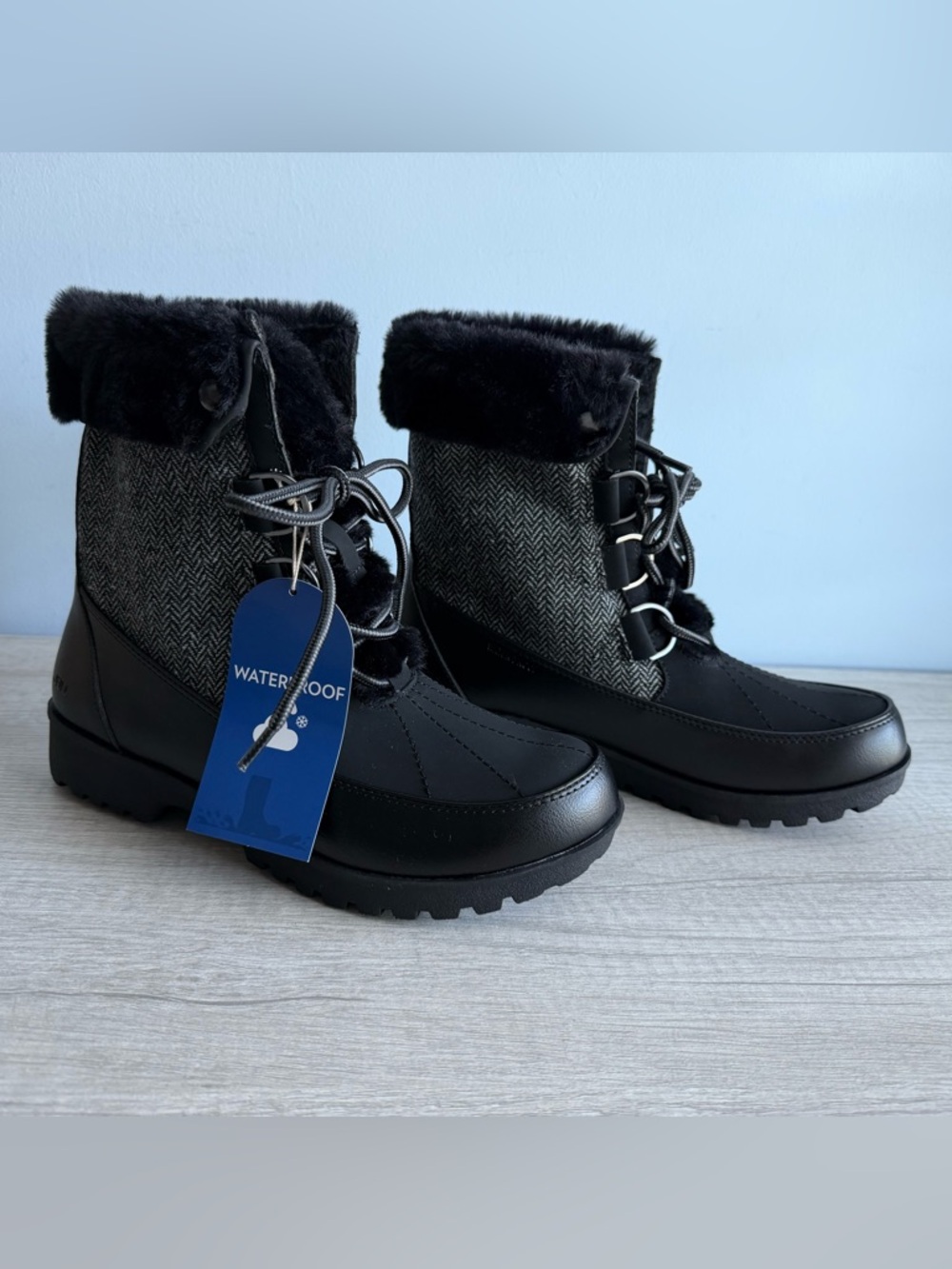 JBU by Jambu Women's Black Lace Up Northgate Waterproof Winter Boots Size 7.5